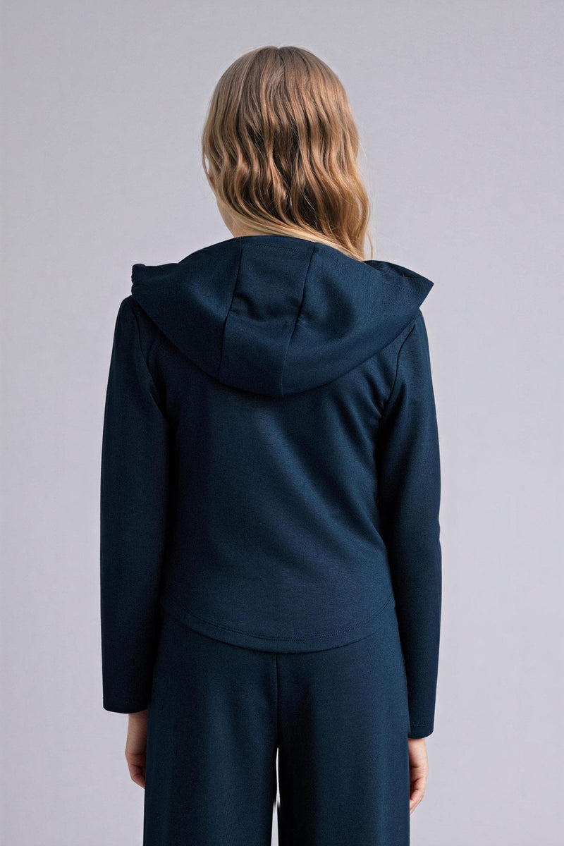 DeFacto Blue Girl Girl Zipped Modal Zip-Up Sweatshirt Casual - Image 5